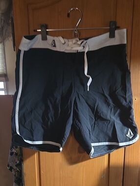 Volcom Black Athletic Swim Shorts with White Trim
